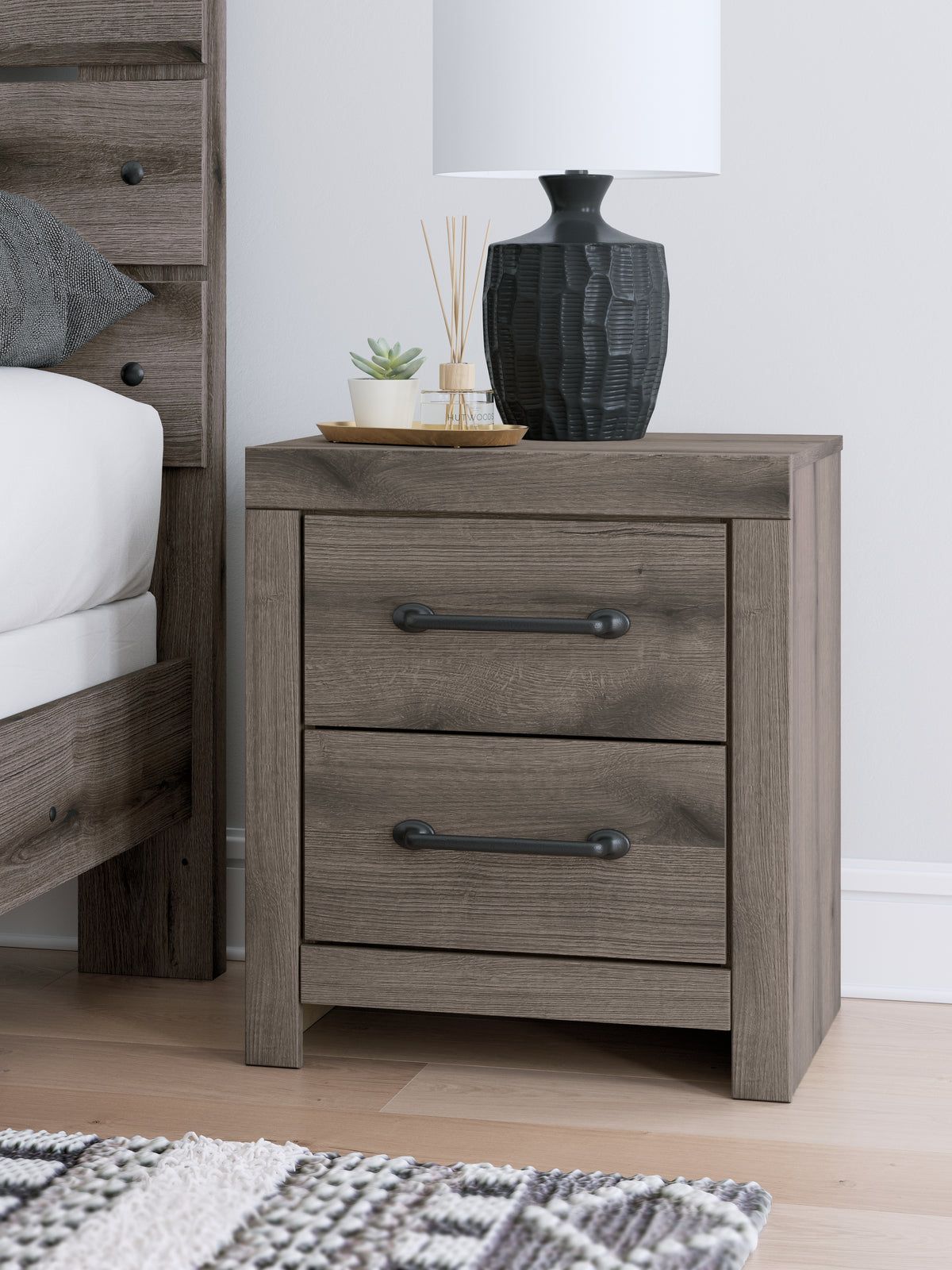 Diamond Furniture - Ashley Furniture - Graystorm Nightstand - Two Drawer Night Stand - PCB2405-92