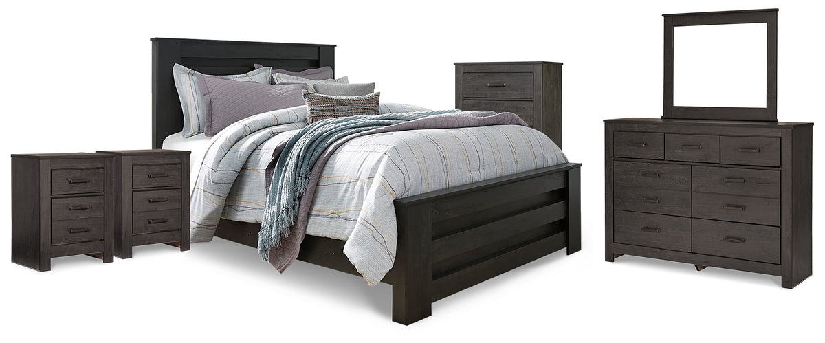 Diamond Furniture - Ashley Furniture - Brinxton Queen Panel Bed, Dresser, Mirror, Chest and 2 Nightstands - Queen Panel Bed, Dresser, Mirror, Chest and 2 Nightstands - B249B27