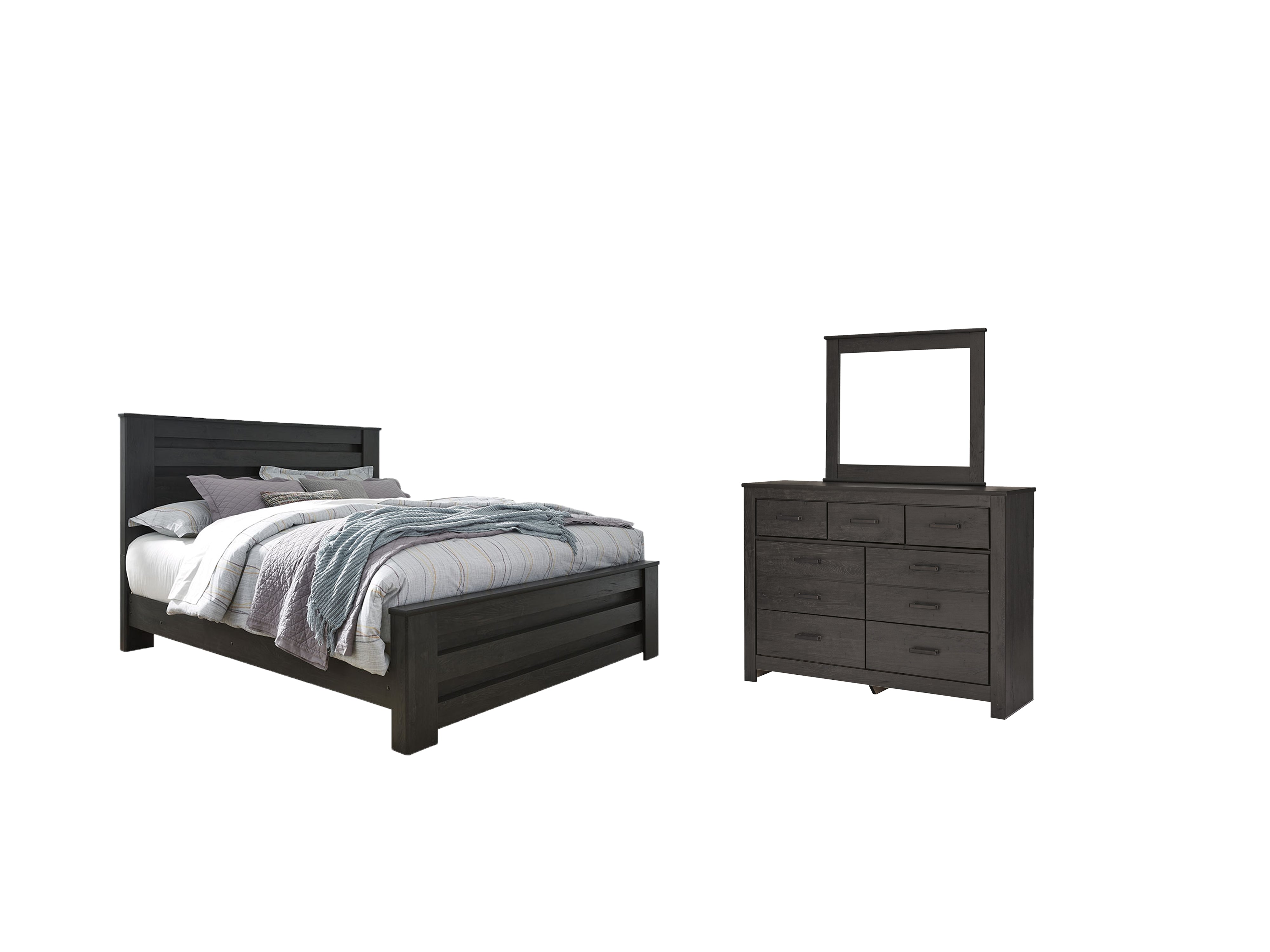 Diamond Furniture - Ashley Furniture - Brinxton King Panel Bed, Dresser and Mirror - King Panel Bed, Dresser and Mirror - B249B20