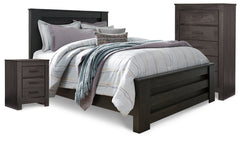 Diamond Furniture - Ashley Furniture - Brinxton Queen Panel Bed, Chest and Nightstand - Queen Panel Bed, Chest and Nightstand - B249B25