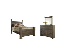 Diamond Furniture - Ashley Furniture - Juararo Queen Poster Bed, Dresser and Mirror - Queen Poster Bed, Dresser and Mirror - B251B2
