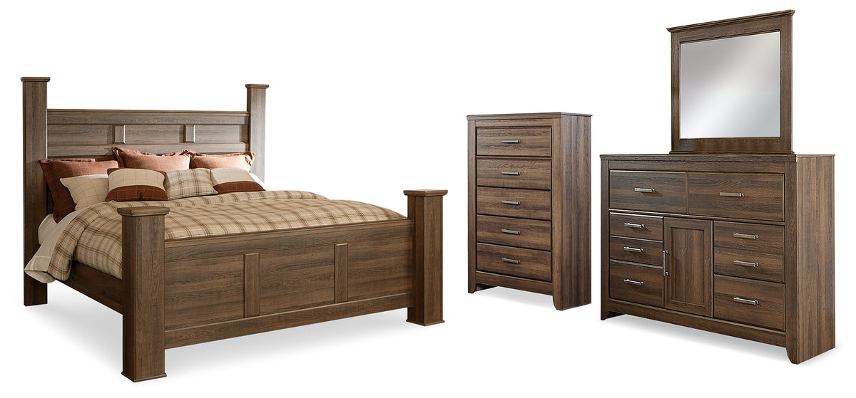 Diamond Furniture - Ashley Furniture - Juararo King Poster Bed, Dresser, Mirror and Chest - King Poster Bed, Dresser, Mirror and Chest - B251B37