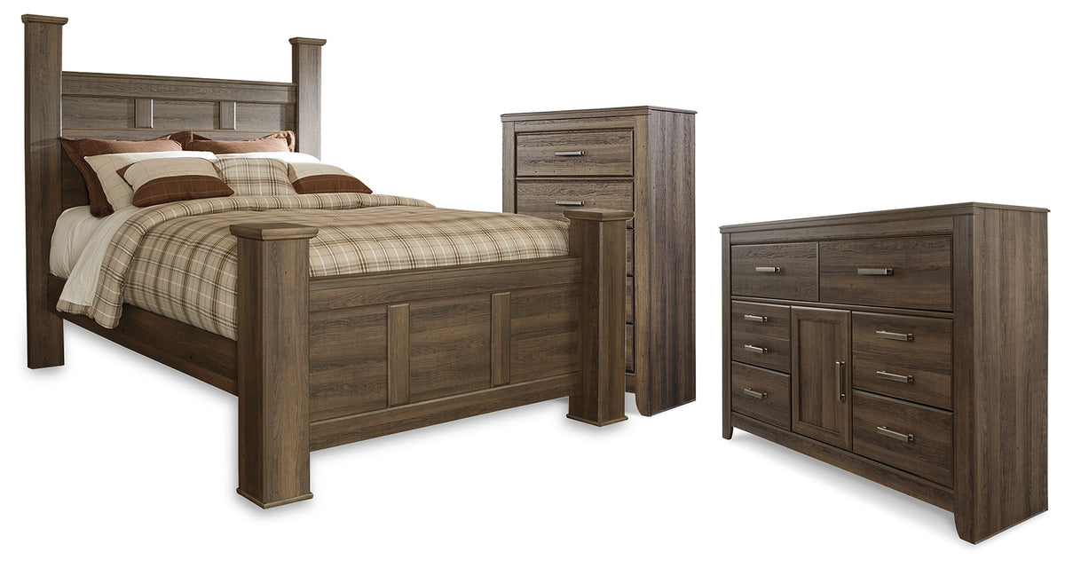 Diamond Furniture - Ashley Furniture - Juararo Queen Poster Bed, Dresser and Chest - Queen Poster Bed, Dresser and Chest - B251B44