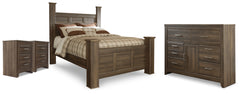 Diamond Furniture - Ashley Furniture - Juararo Queen Poster Bed, Dresser and 2 Nightstands - Queen Poster Bed, Dresser and 2 Nightstands - B251B48