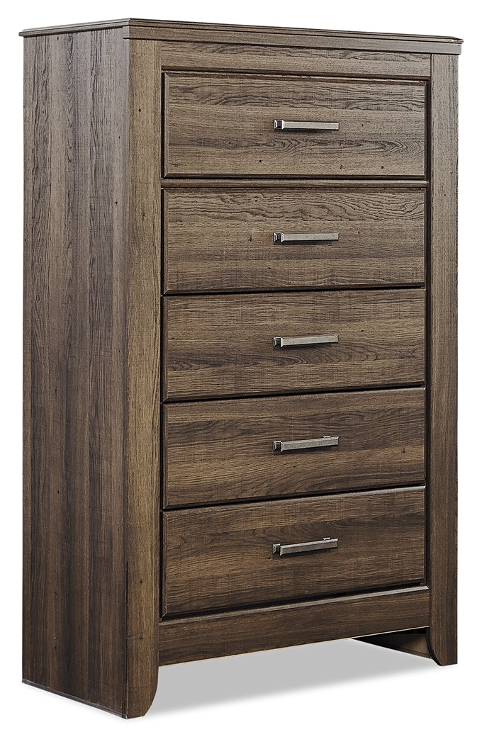 Juararo California King Panel Bed, Dresser, Chest and Nightstand