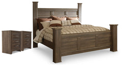 Diamond Furniture - Ashley Furniture - Juararo King Poster Bed and 2 Nightstands - King Poster Bed and 2 Nightstands - B251B53