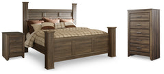 Diamond Furniture - Ashley Furniture - Juararo King Poster Bed, Chest and Nightstand - King Poster Bed, Chest and Nightstand - B251B34