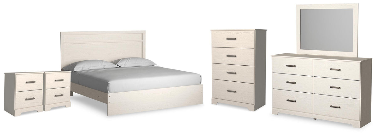 Diamond Furniture - Ashley Furniture - Stelsie King Panel Bed, Dresser, Mirror, Chest and 2 Nightstands - King Panel Bed, Dresser, Mirror, Chest and 2 Nightstands - B2588B19