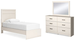 Diamond Furniture - Ashley Furniture - Stelsie Twin Panel Bed, Dresser and Mirror - Twin Panel Bed, Dresser and Mirror - B2588B13