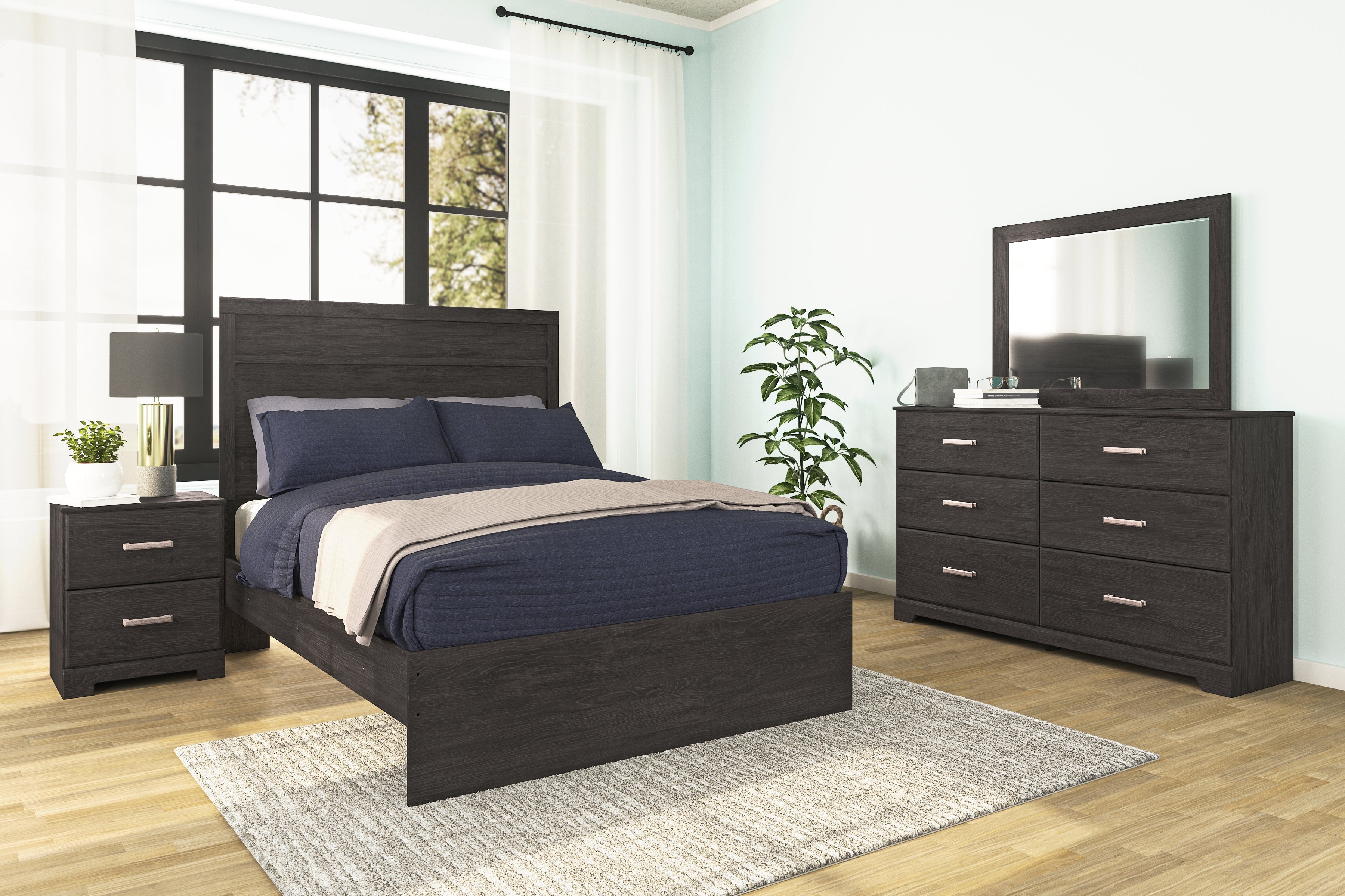 Diamond Furniture - Ashley Furniture - Belachime Bedroom - Dresser and Mirror / Charcoal - B2589B1