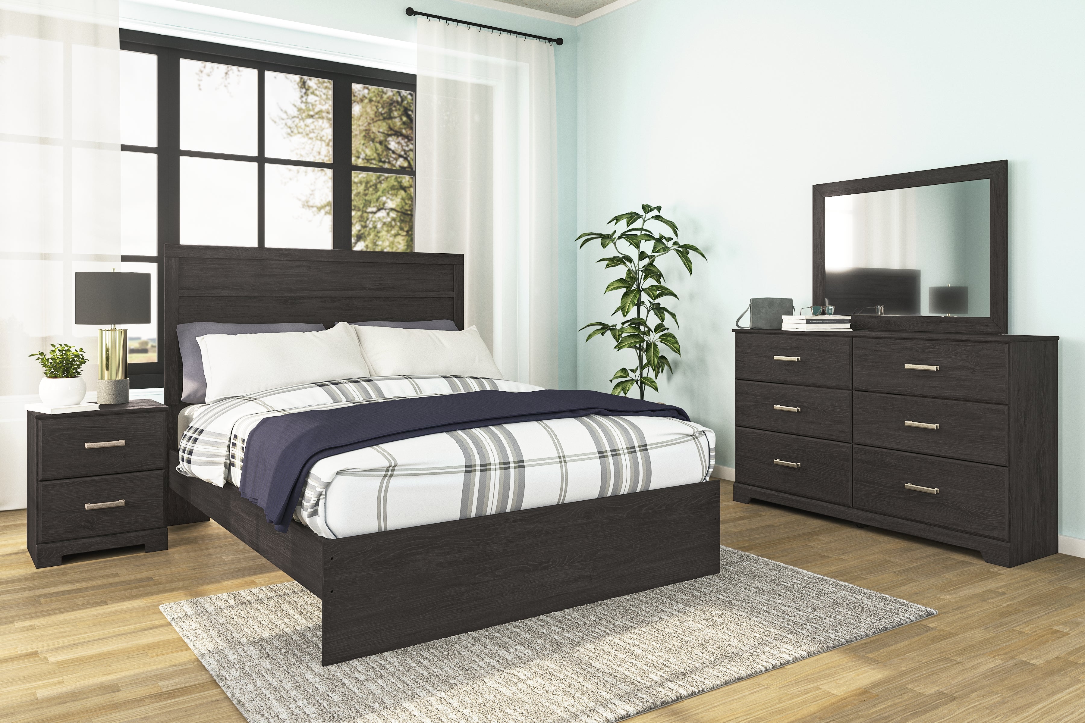 Diamond Furniture - Ashley Furniture - Belachime Bedroom - Queen Panel Bed / Charcoal - B2589B2