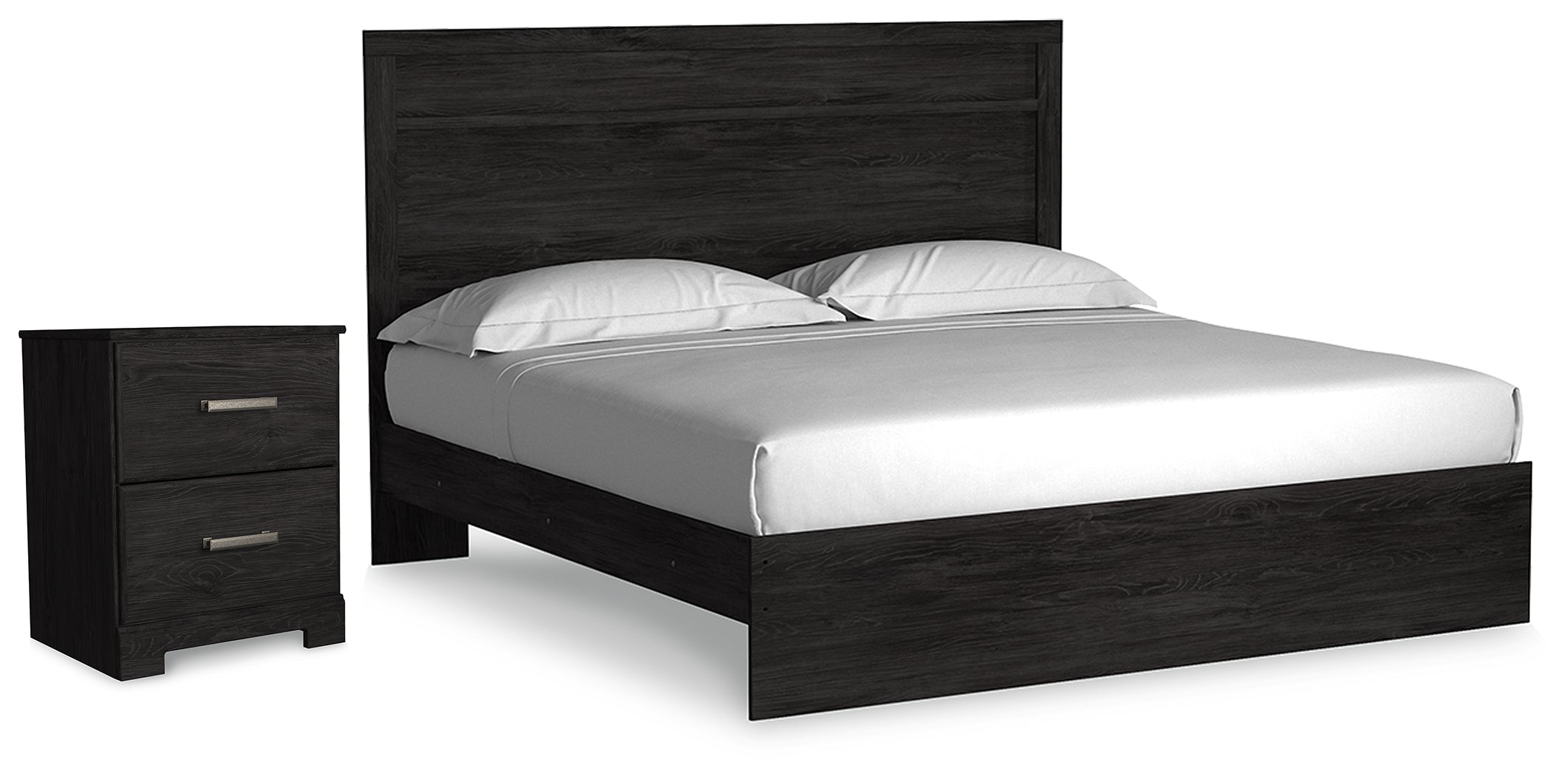 Diamond Furniture - Ashley Furniture - Belachime King Panel Bed and Nightstand - King Panel Bed and Nightstand - B2589B9
