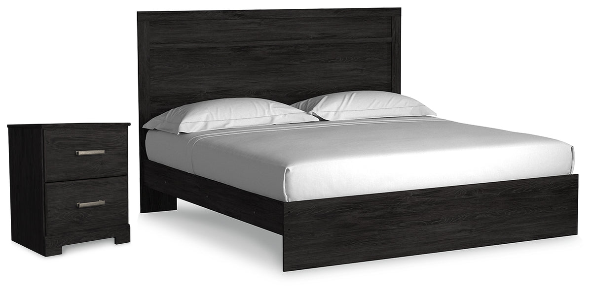Diamond Furniture - Ashley Furniture - Belachime King Panel Bed and Nightstand - King Panel Bed and Nightstand - B2589B9