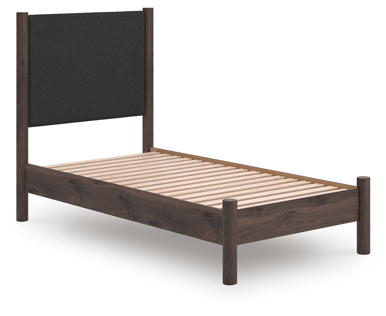Diamond Furniture - Ashley Furniture - Pamytta Bedroom - Twin Upholstered Panel Platform Bed / Brown - PCB2614B8