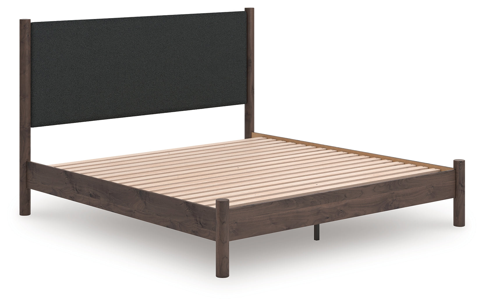 Diamond Furniture - Ashley Furniture - Pamytta Bedroom - King Upholstered Panel Platform Bed / Brown - PCB2614B28