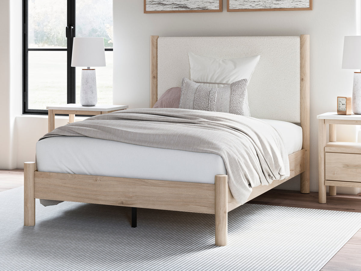 Diamond Furniture - Ashley Furniture - Cadmori Bedroom - Queen Upholstered Panel Bed / Black/White - B2616B2