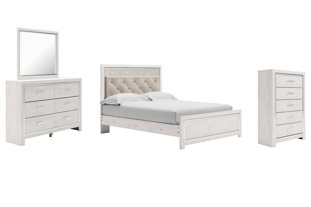 Diamond Furniture - Ashley Furniture - Altyra Queen Upholstered Panel Bed, Dresser, Mirror, and Chest - Queen Upholstered Panel Bed, Dresser, Mirror, and Chest - B2640B35