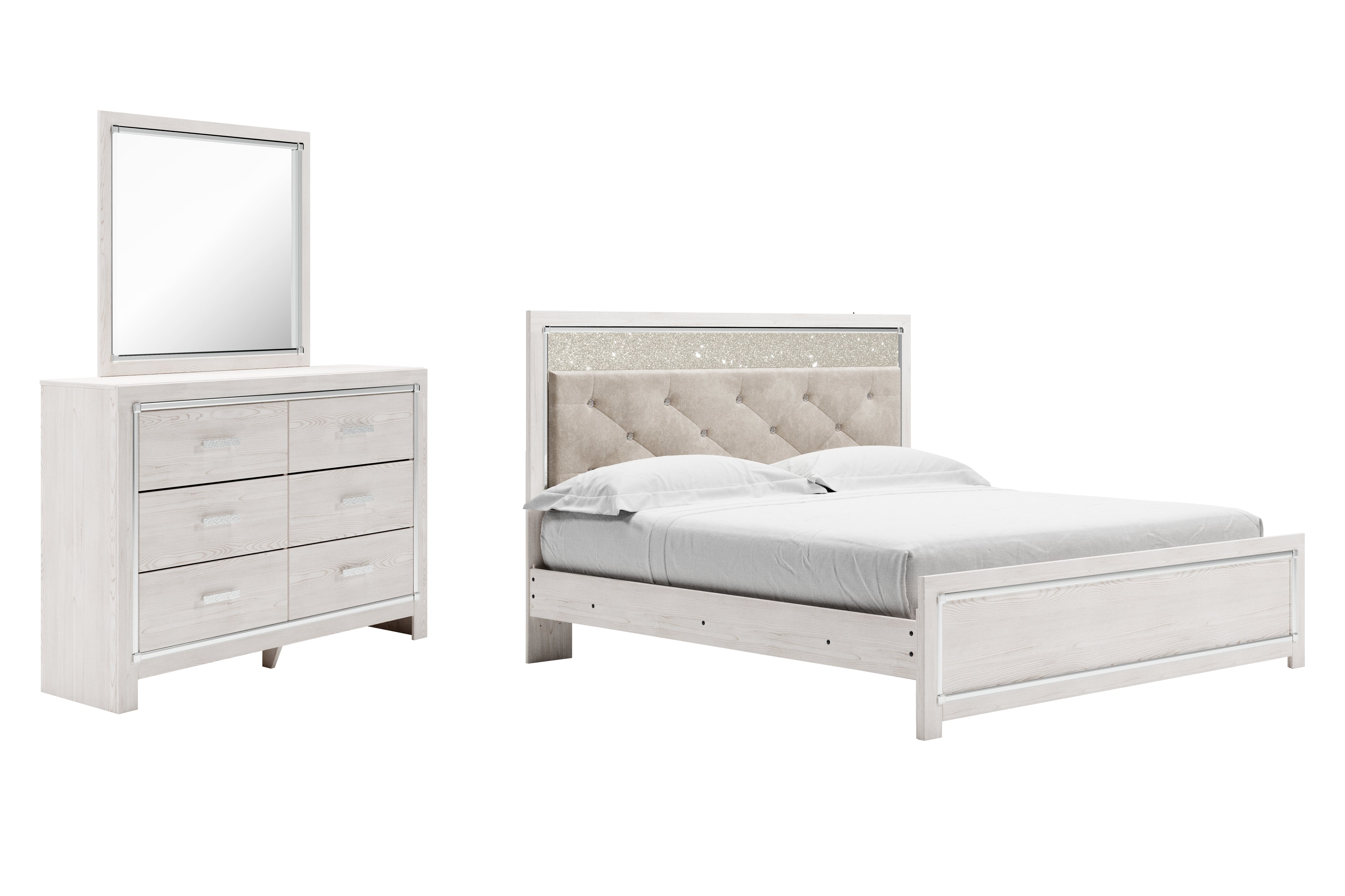 Diamond Furniture - Ashley Furniture - Altyra King Panel Bed, Dresser and Mirror - King Panel Bed, Dresser and Mirror - B2640B57