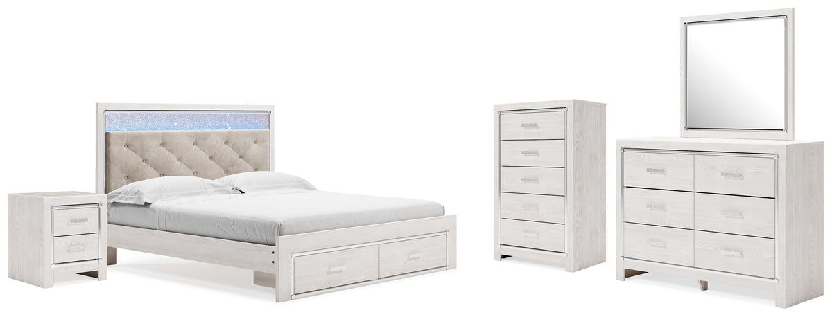 Diamond Furniture - Ashley Furniture - Altyra King Upholstered Storage Bed, Dresser, Mirror, Chest, and Nightstand - King Upholstered Storage Bed, Dresser, Mirror, Chest, and Nightstand - B2640B40