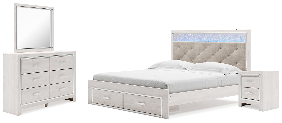 Diamond Furniture - Ashley Furniture - Altyra King Upholstered Panel Storage Bed, Dresser, Mirror and Nightstand - King Upholstered Panel Storage Bed, Dresser, Mirror and Nightstand - B2640B32