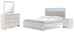 Diamond Furniture - Ashley Furniture - Altyra King Upholstered Panel Storage Bed, Dresser, Mirror and Nightstand - King Upholstered Panel Storage Bed, Dresser, Mirror and Nightstand - B2640B32