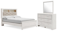 Altyra Queen Upholstered Panel Bed, Dresser and Mirror