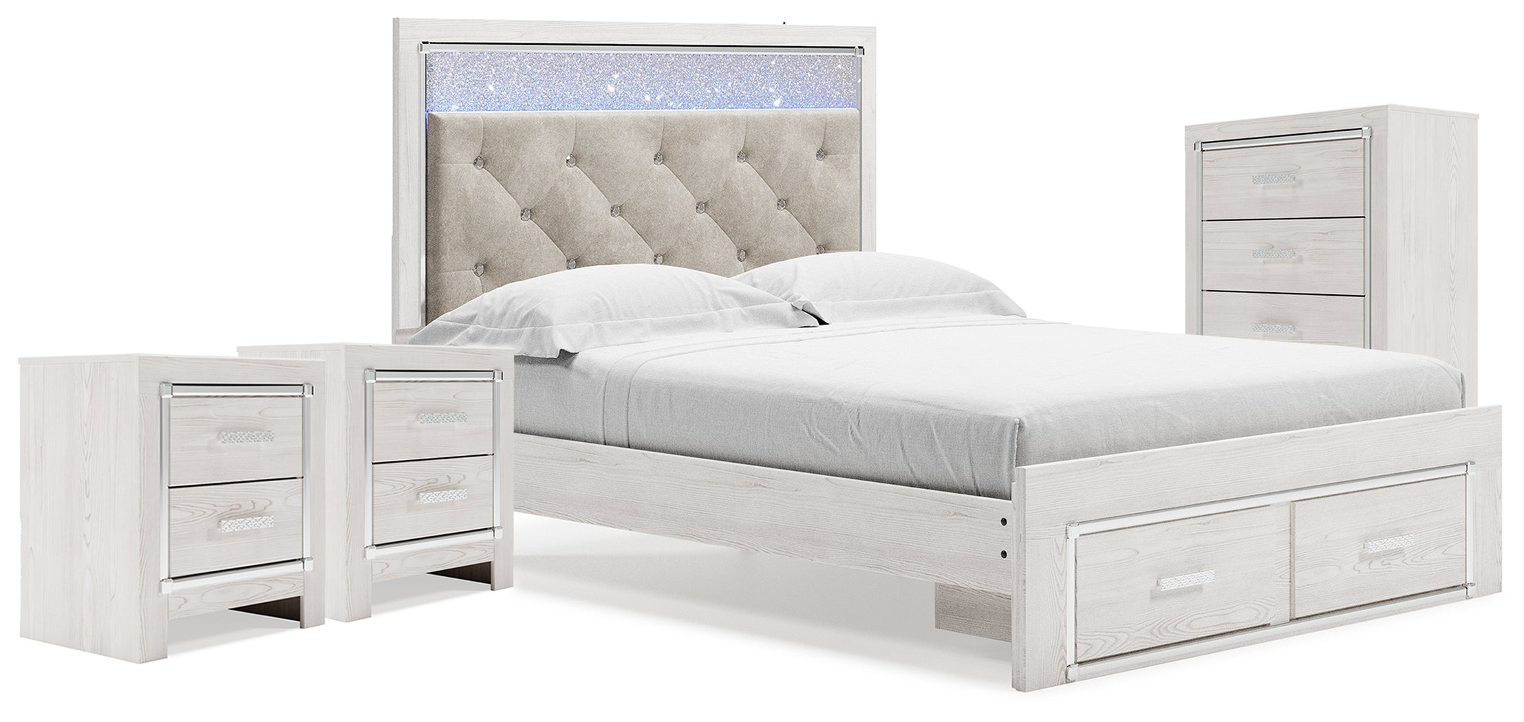 Diamond Furniture - Ashley Furniture - Altyra Queen Storage Bed, Chest and 2 Nightstands - Queen Storage Bed, Chest and 2 Nightstands - B2640B68