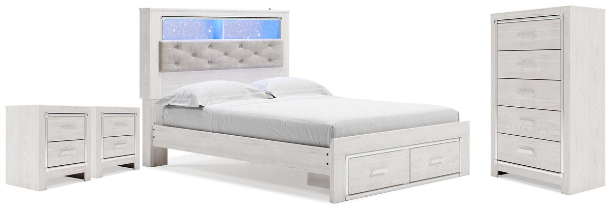 Diamond Furniture - Ashley Furniture - Altyra Queen Bookcase Storage Bed, Chest and 2 Nightstands - Queen Bookcase Storage Bed, Chest and 2 Nightstands - B2640B82