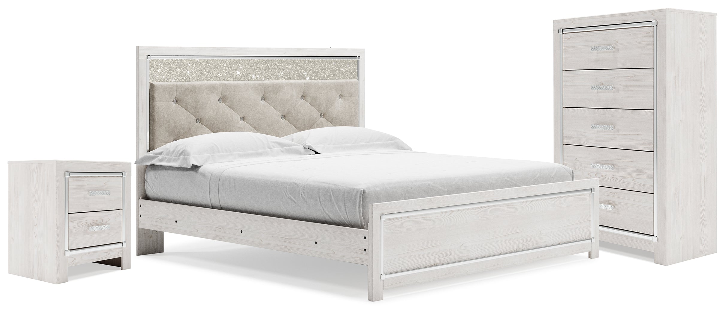 Diamond Furniture - Ashley Furniture - Altyra King Panel Bed, Chest and 2 Nightstands - King Panel Bed, Chest and 2 Nightstands - B2640B61