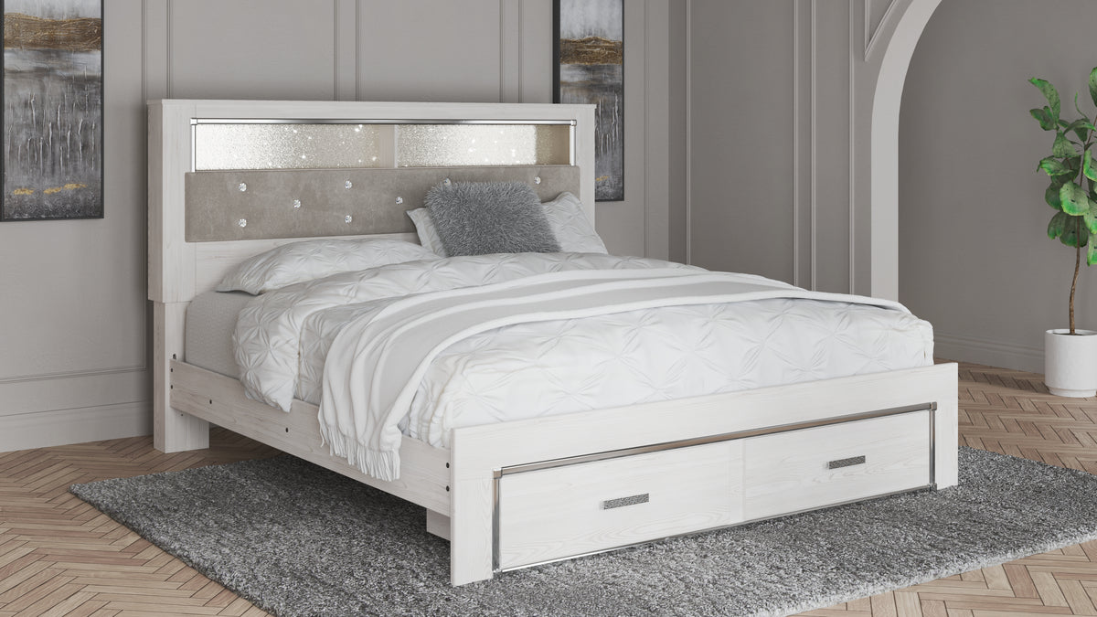 Diamond Furniture - Ashley Furniture - Altyra King Upholstered Bookcase Bed with Storage - King Upholstered Bookcase Bed with Storage - B2640B30