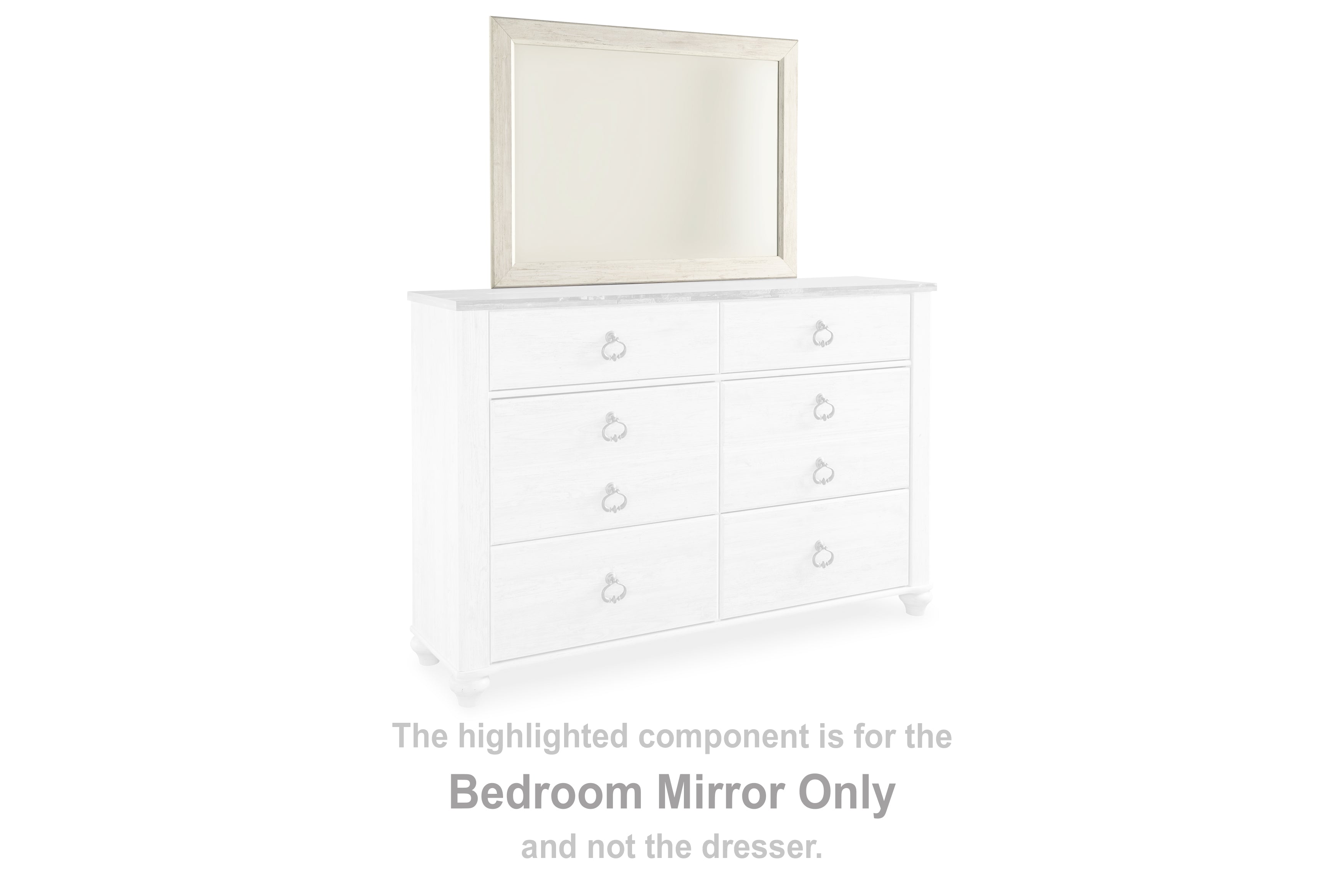 Diamond Furniture - Ashley Furniture - Willowton Bedroom - Bedroom Mirror / Whitewash - B267-36