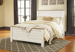 Diamond Furniture - Ashley Furniture - Willowton King Panel Bed - King Panel Bed / Whitewash - B267B10