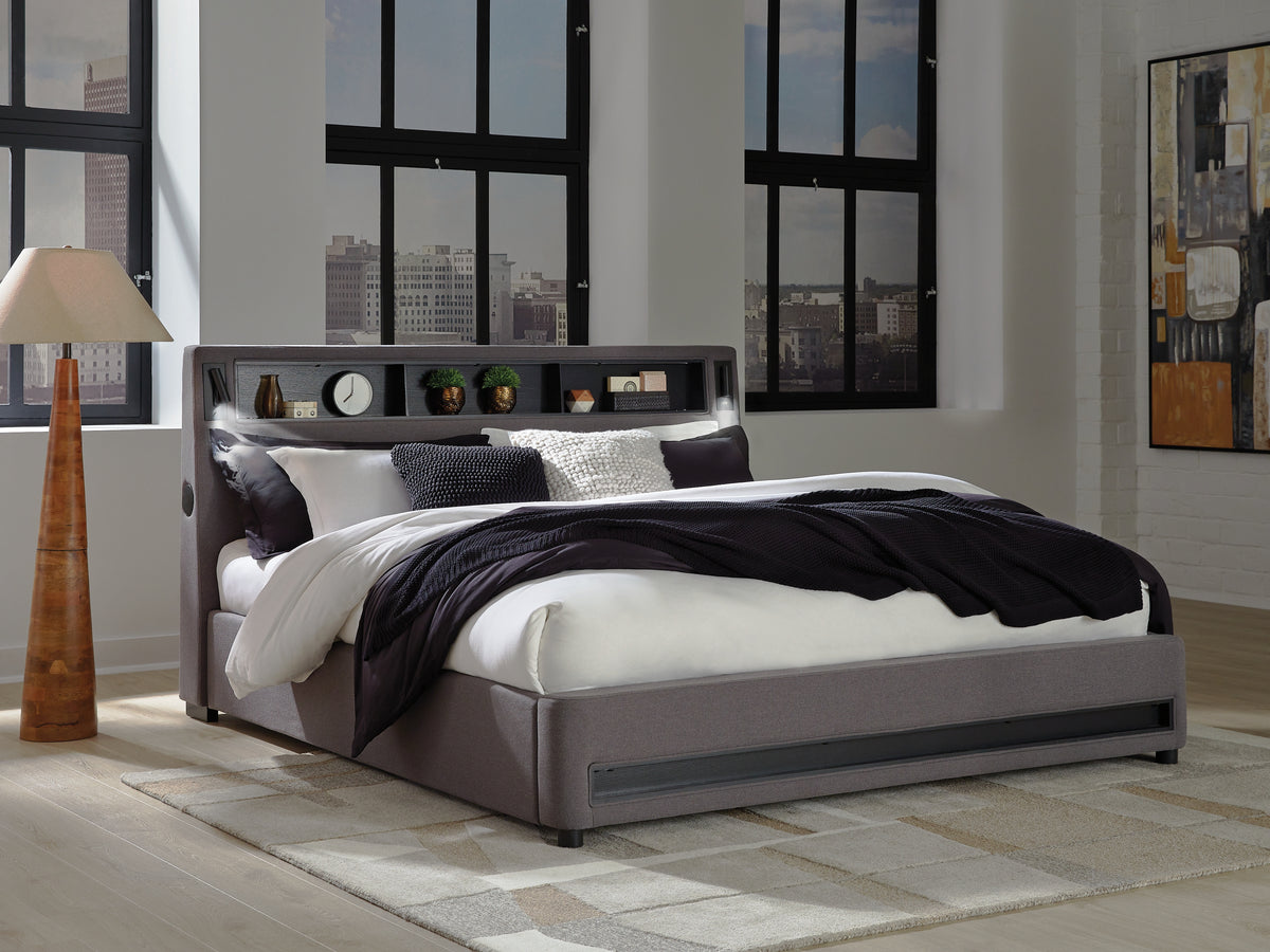 Diamond Furniture - Ashley Furniture - Verishaw Bedroom - King Upholstered Bed / Gray - PCB2721B21