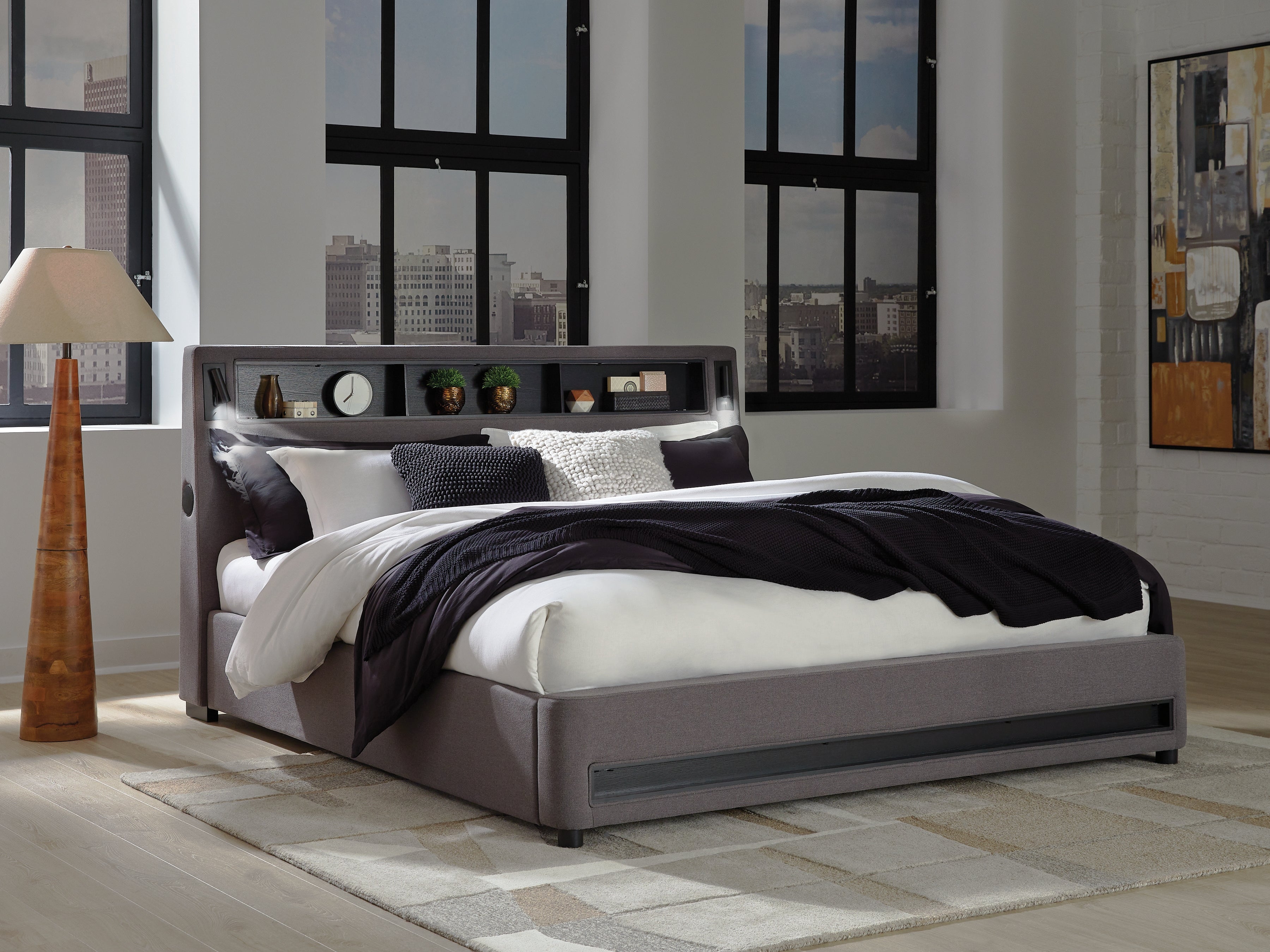 Diamond Furniture - Ashley Furniture - Verishaw Bedroom - California King Upholstered Bed / Gray - PCB2721B22
