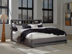 Diamond Furniture - Ashley Furniture - Verishaw Bedroom - King Upholstered Bed / Gray - PCB2721B21