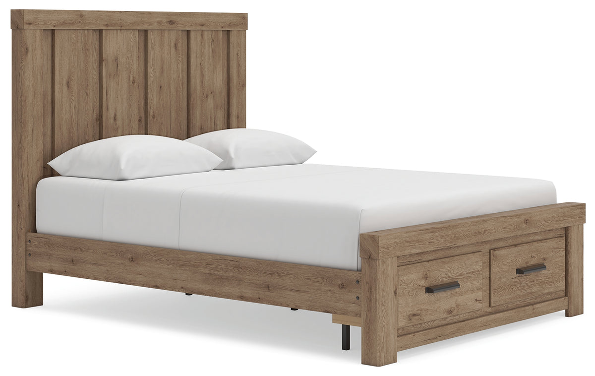 Diamond Furniture - Ashley Furniture - Oliandon Queen Panel Storage Bed - Queen Panel Storage Bed / Light Brown - PCB2844B4