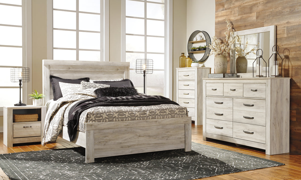 Diamond Furniture - Ashley Furniture - Bellaby Bedroom - King Crossbuck Panel Bed / Whitewash - B331B10