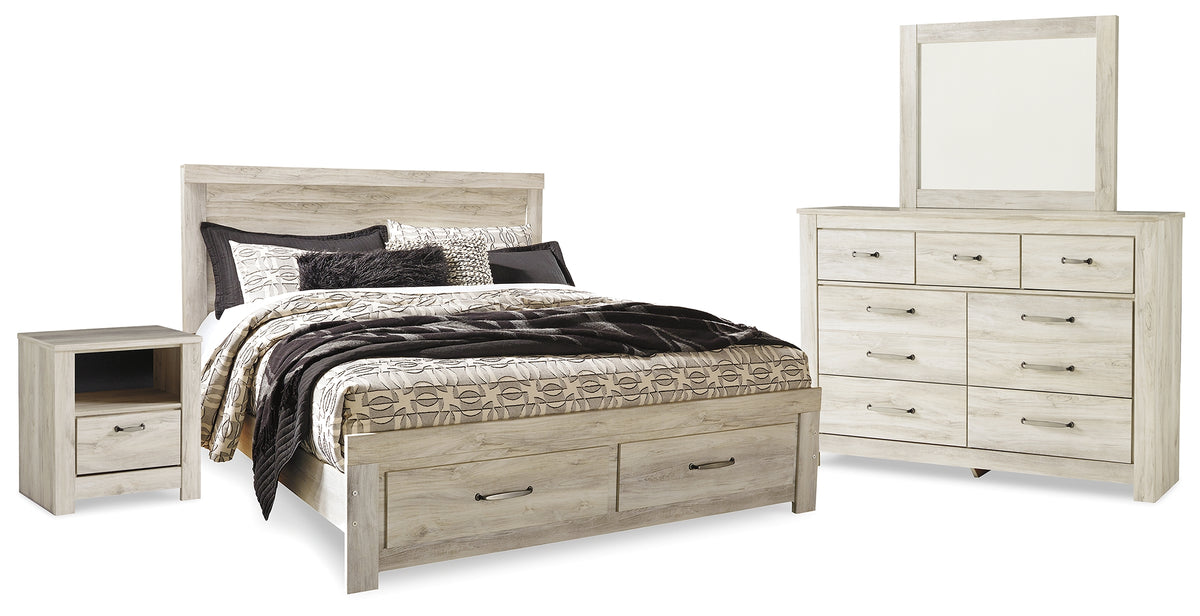 Diamond Furniture - Ashley Furniture - Bellaby King Panel Storage Bed, Dresser, Mirror and Nightstand - King Panel Storage Bed, Dresser, Mirror and Nightstand - B331B12