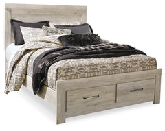 Diamond Furniture - Ashley Furniture - Bellaby Queen Platform Bed with 2 Storage Drawers - Queen Platform Bed with 2 Storage Drawers / Whitewash - B331B4