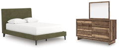 Chirason Full Upholstered Bed, Dresser and Mirror
