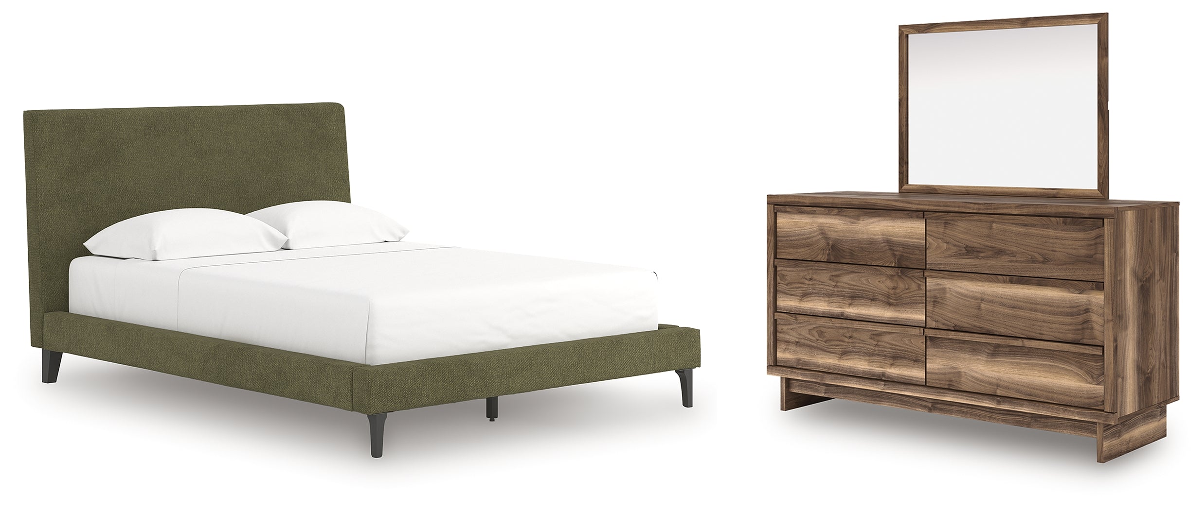 Diamond Furniture - Ashley Furniture - Chirason Queen Upholstered Bed, Dresser and Mirror - Queen Upholstered Bed, Dresser and Mirror - PCB3367B18