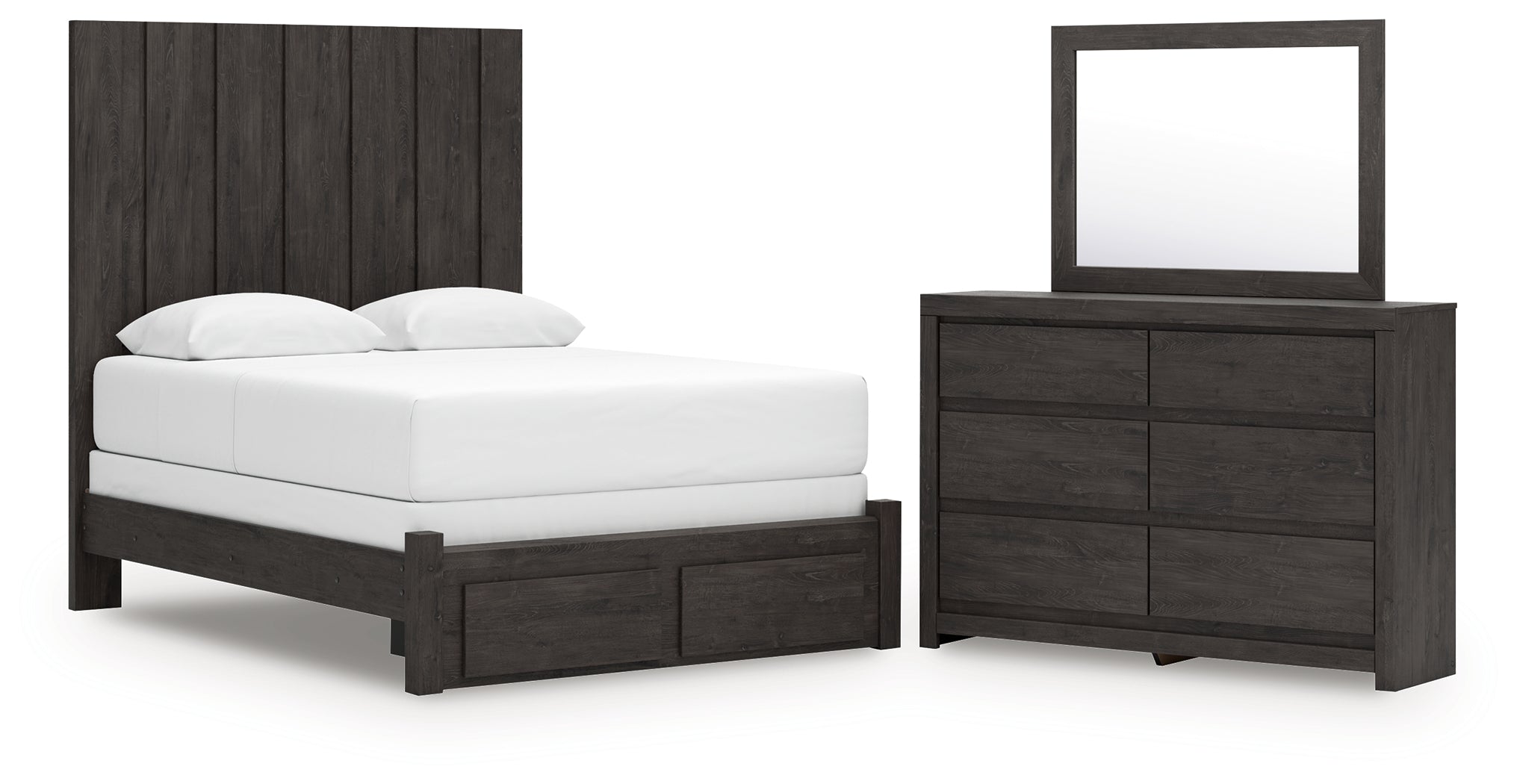 Diamond Furniture - Ashley Furniture - Fraluna Queen Panel Storage Bed, Dresser and Mirror - Queen Panel Storage Bed, Dresser and Mirror - PCB3370B5