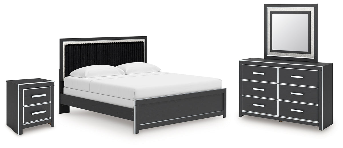 Diamond Furniture - Ashley Furniture - Zuraleus King Panel Bed, Dresser, Mirror and Nightstand - King Panel Bed, Dresser, Mirror and Nightstand / Black - PCB3380B18