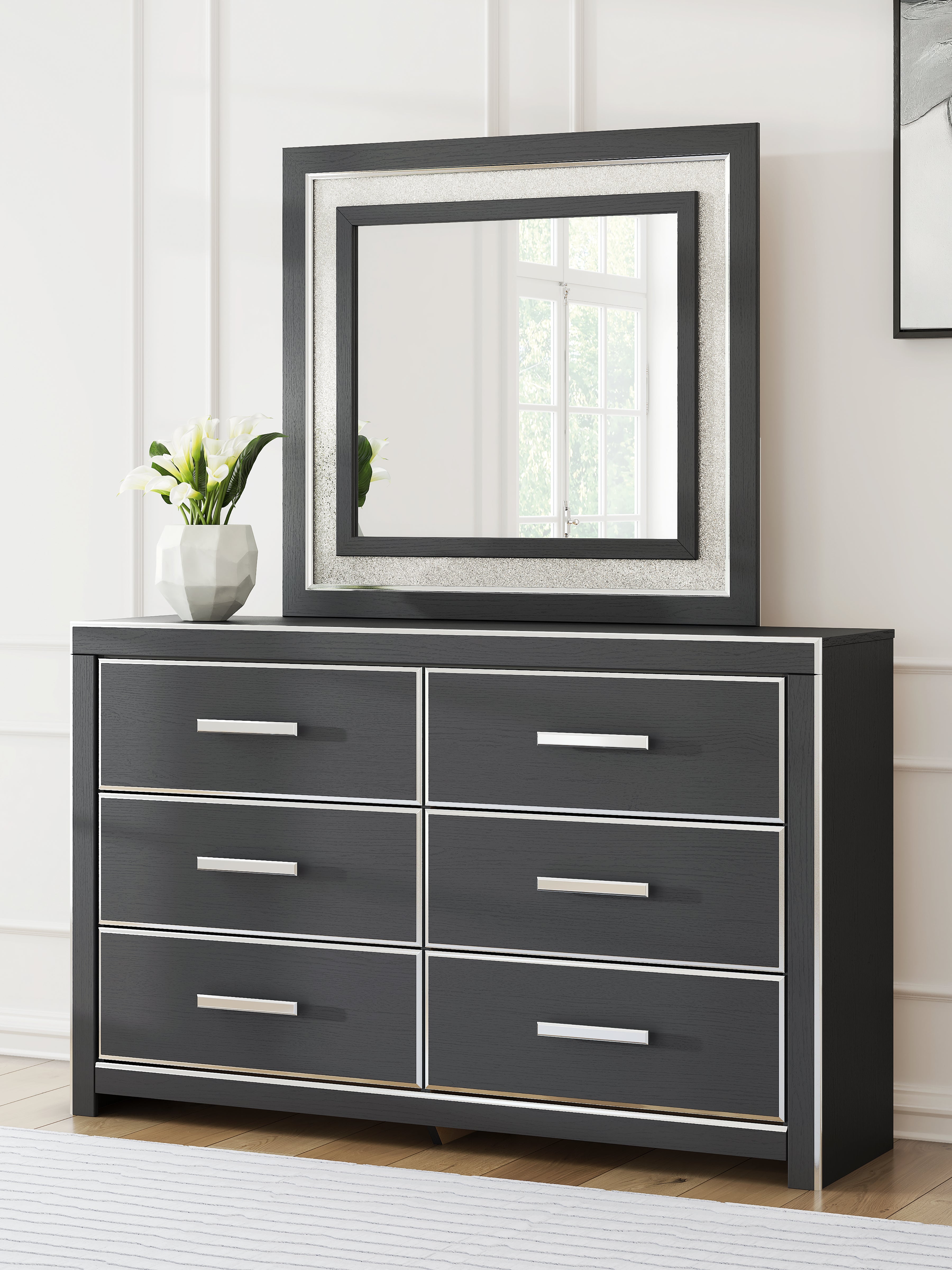 Diamond Furniture - Ashley Furniture - Zuraleus Dresser and Mirror - Dresser and Mirror / Black - PCB3380B1