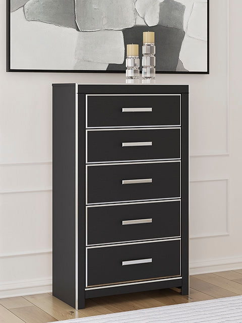 Diamond Furniture - Ashley Furniture - Zuraleus Chest of Drawers - Five Drawer Chest / Black - PCB3380-46