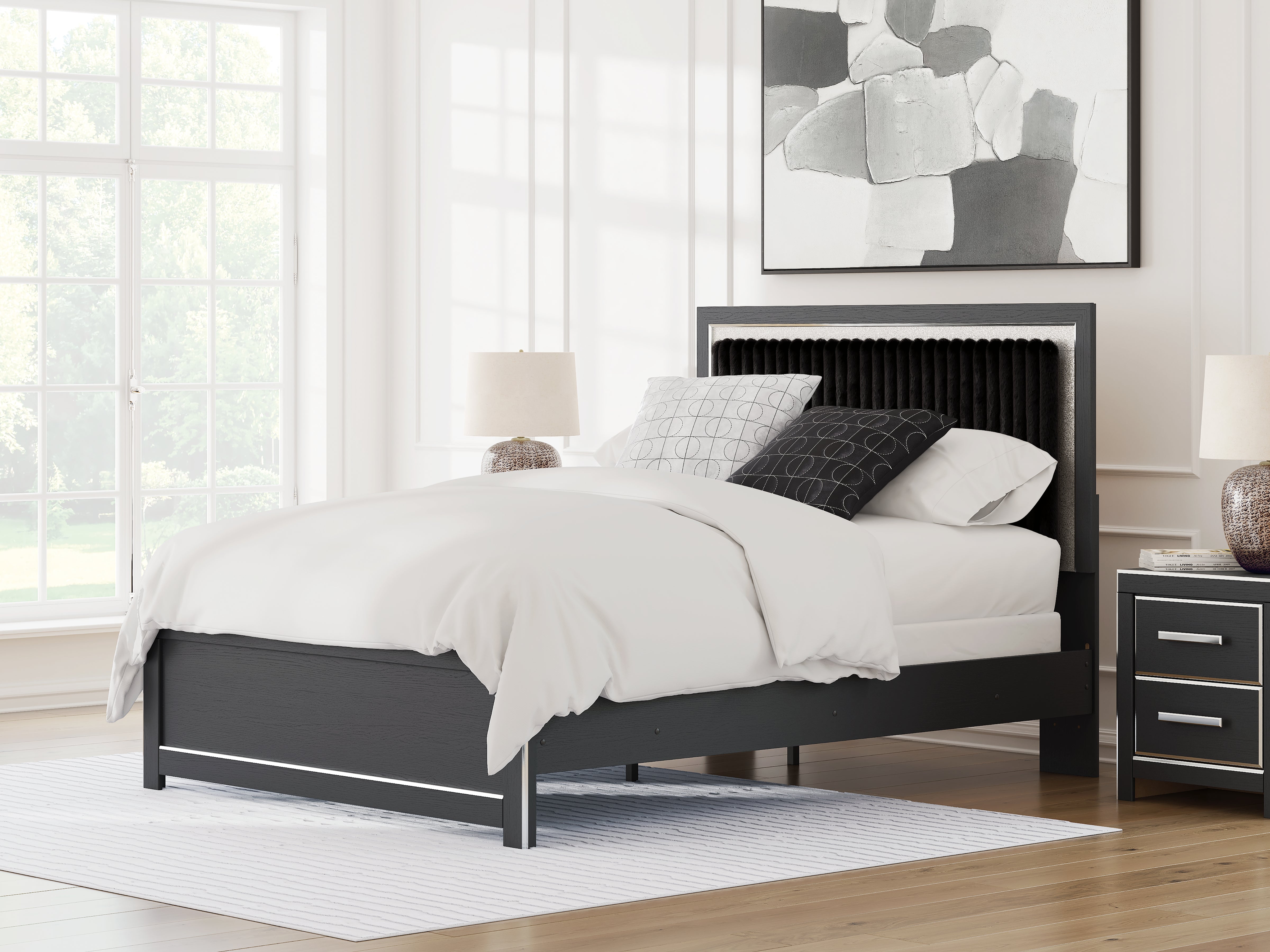 Diamond Furniture - Ashley Furniture - Zuraleus Queen Upholstered Panel Bed - Queen Upholstered Panel Bed / Black - PCB3380B6