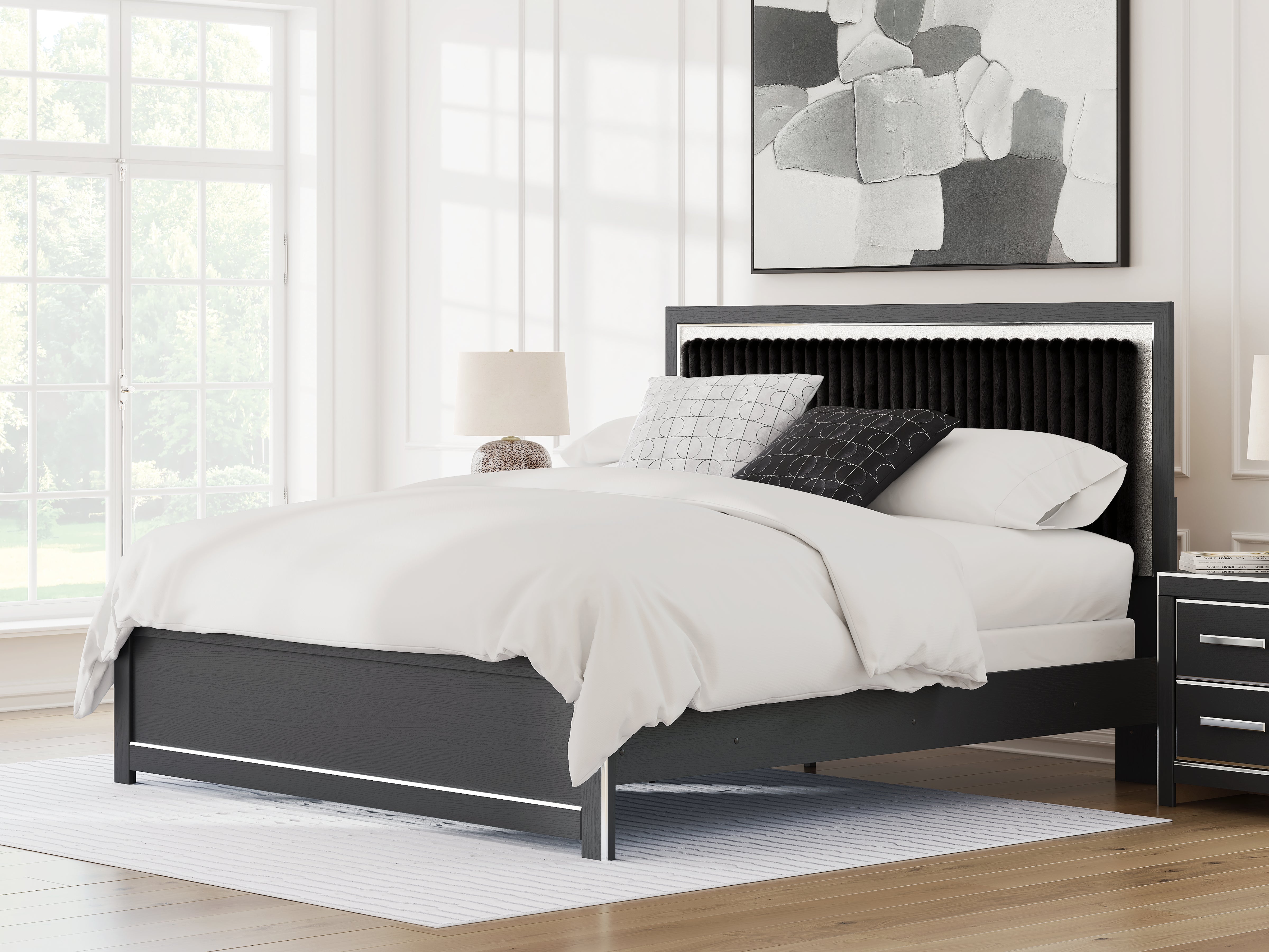 Diamond Furniture - Ashley Furniture - Zuraleus King Upholstered Panel Bed - King Upholstered Panel Bed / Black - PCB3380B12