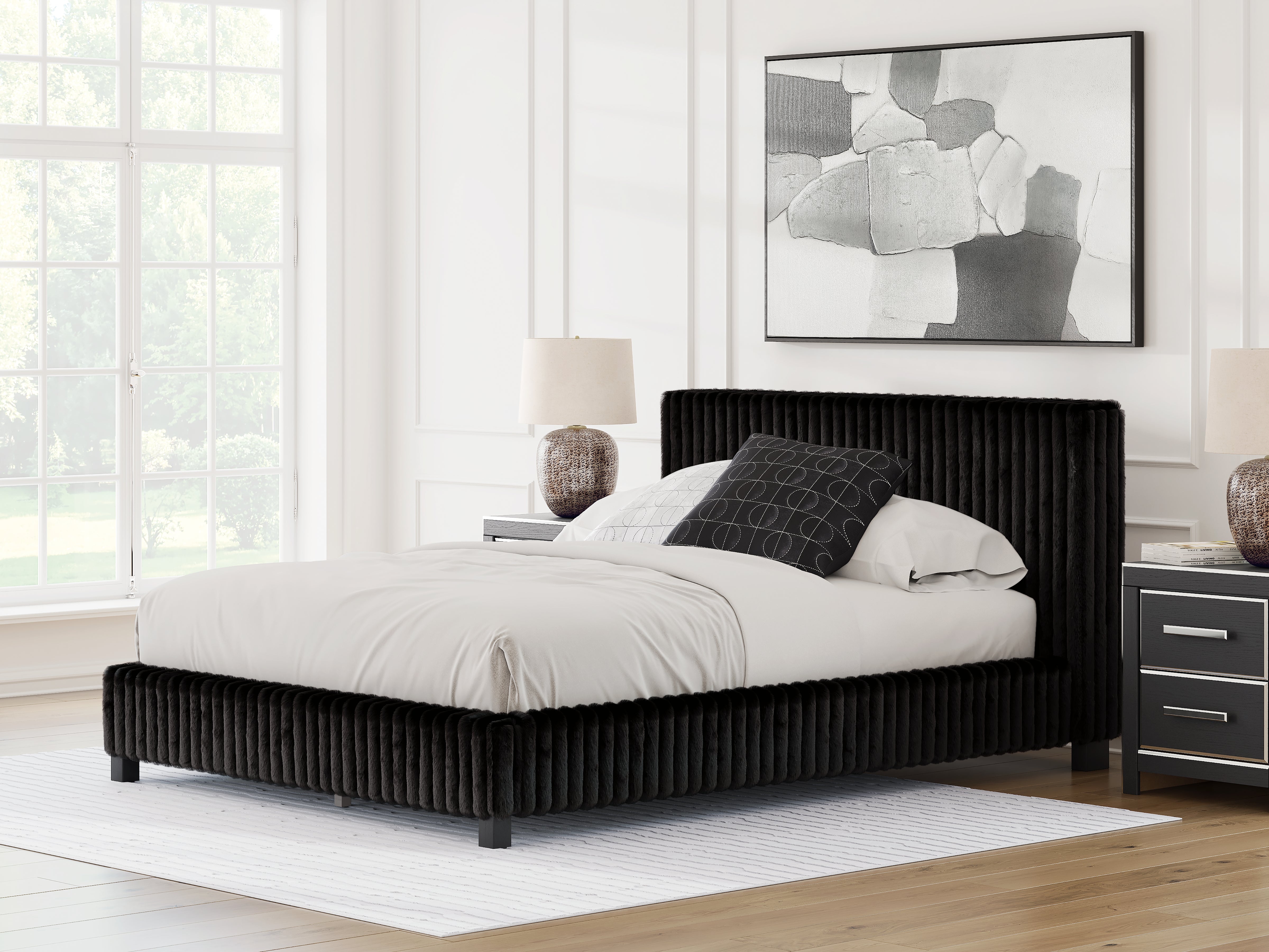 Diamond Furniture - Ashley Furniture - Zuraleus Queen Upholstered Bed - Queen Upholstered Bed / Black - PCB3380B8