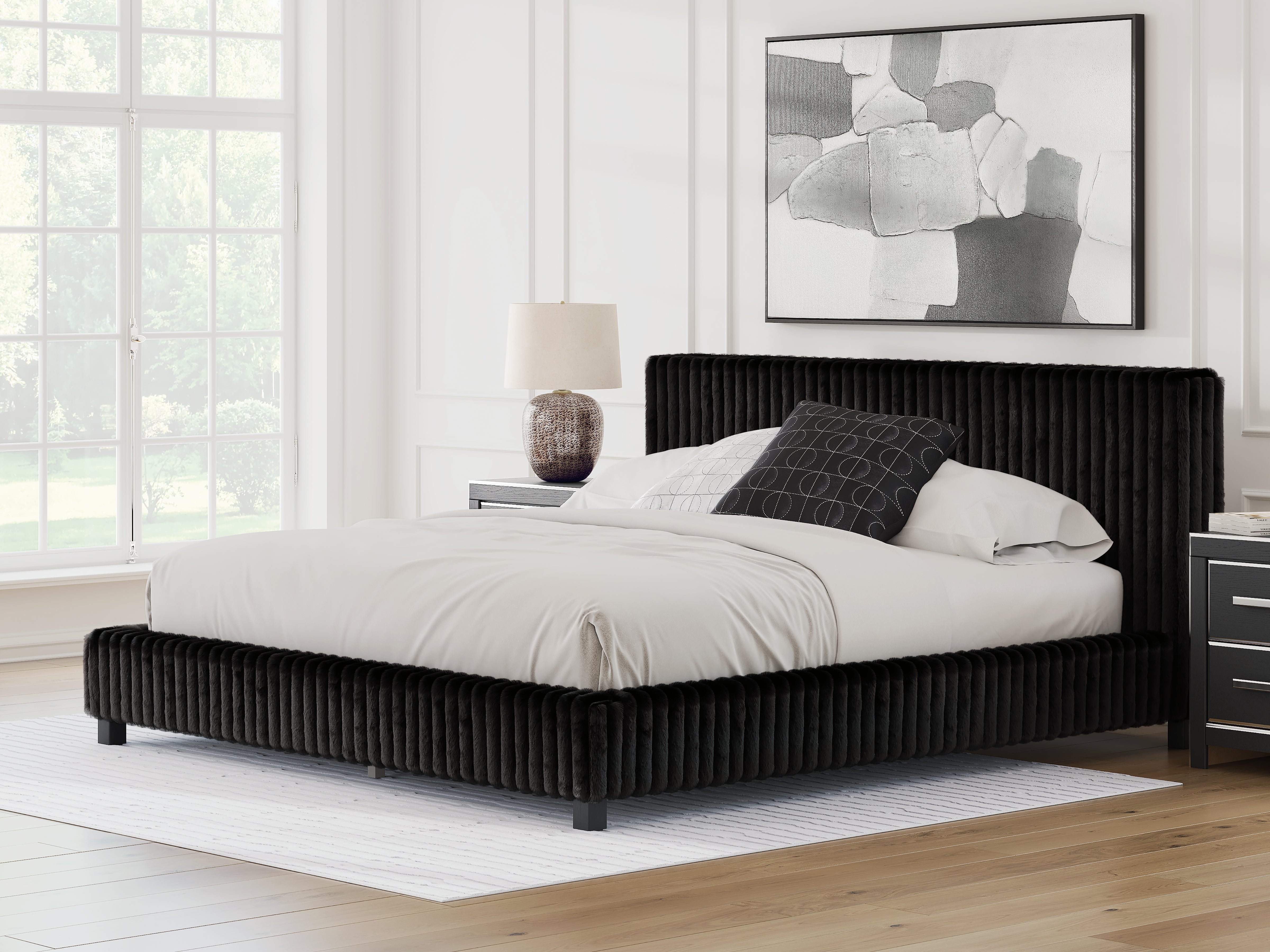 Diamond Furniture - Ashley Furniture - Zuraleus King Upholstered Bed - King Upholstered Bed / Black - PCB3380B13
