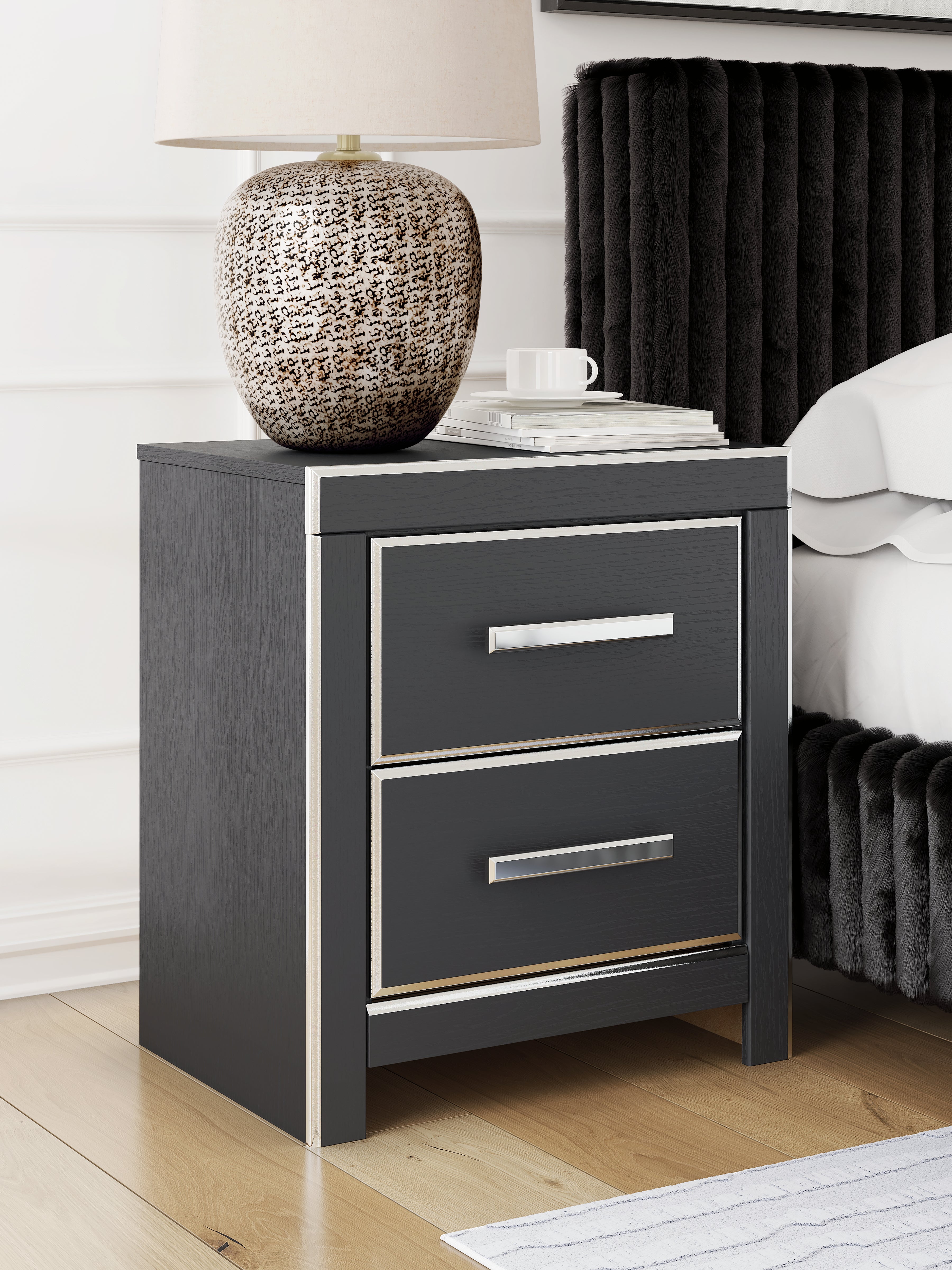Diamond Furniture - Ashley Furniture - Zuraleus Bedroom - Two Drawer Night Stand / Black - PCB3380-92